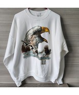 Hanes Art Eagle Graphic Print White Pullover Sweatshirt Size XL w/ Sound... - £58.33 GBP