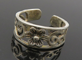 925 Sterling Silver - Vintage Petite Open Floral Swirl Band Ring Sz 4 - RG15699 - £20.09 GBP