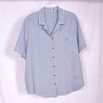 Nikki Women&#39;s Button Front Blue Check Blouse&#39;s No Size Tag See Photos - £9.11 GBP