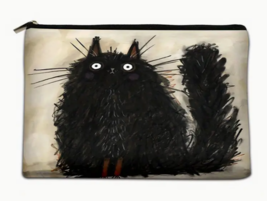 Black Cat Pattern Canvas Makeup Bag, Travel Essential Accessories Lightweight - £7.18 GBP