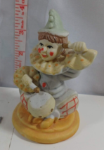 Vintage Shiah Yih Porcelain Bisque Jester Clown Playing Drum Figurine - $11.88