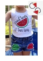 NWT Girls Watermelon Denim Jean Shorts Tank Ponytail Holders 4 5 6  NEW - $16.99