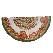 60 Inch Round Thanksgiving Tablecloth Turkey Pumpkins Cotton/Poly Crisp - $28.04