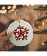 1Pc Red Snowflake Ornament Handmade Ceramic Christmas Tree Or Wall Hangi... - £31.55 GBP