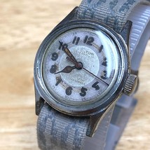 Vintage Clinton Small Unisex Silver Swiss Military Hand-Wind Mechanical Watch - £37.19 GBP