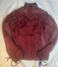 Gorgeous Tadashi Shoji Size 0 Maroon Burgundy Blouse Longe Sleeve Top Sh... - £18.67 GBP