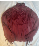 Gorgeous Tadashi Shoji Size 0 Maroon Burgundy Blouse Longe Sleeve Top Sh... - £18.64 GBP