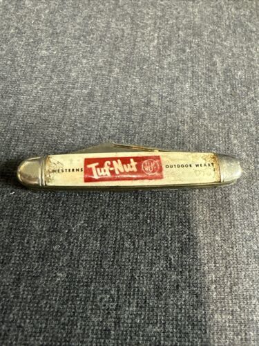 Vintage TUF-NUT WORK WESTERN CLOTHES ADVERTISING Single BLADE POCKET KNI... - $9.90