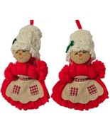 Hallmark Vintage 2Pc. Set Mrs Santa Collectible Christmas Yarn Ornament ... - $17.81