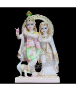 Handcrafted Marble Radha Krishna Statue - 15” Height, Makrana Marble wit... - $923.46