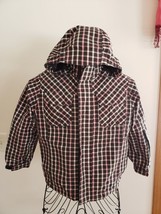 Lands&#39; End ~ Large (6X-7) ~ Brown ~ Pink ~ White Striped ~ Lined ~ Hooded Jacket - £17.93 GBP