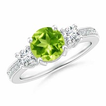 Authenticity Guarantee 
Angara Natural 7mm Peridot Ring in 14K White Gold (Ri... - £1,465.06 GBP