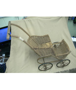 ANTIQUE Doll Stroller Made Of Wicker, Metal And Rubber - $98.99