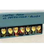 Vintage Hand-Painted Russian 2&quot; Santa Claus Ornaments - Set of 7 Wooden - $555.84 MXN