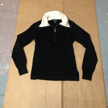 Lauren Ralph Lauren Black Knit Half Zip Contrast Shawl Collar Sweater Si... - $15.74