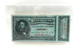 Republican National Convention Ticket 1908 Rnc Chicago America 1st Day - £75.10 GBP