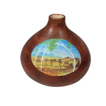 Vintage Southwest Desert Mountains Scene Pottery Vase Hand Painted Lands... - $74.77