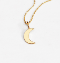 14K 9K Delicate Tiny Crescent Moon Minimalist Charm Necklace, Celestial Jewelry - £81.47 GBP+