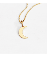 14K 9K Delicate Tiny Crescent Moon Minimalist Charm Necklace, Celestial ... - £81.21 GBP+