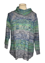 John Paul Richard 3/4 Sleeve Sweater Women’s Size Large L Cowl Neck Blue Green - £14.30 GBP