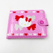 Vintage Sanrio Hello Kitty Pink Red Bow Small Bi-Fold Vinyl Wallet Purse 2008 - £19.57 GBP