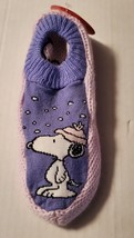 Peanuts Snoopy Skid-Frees slipper socks fits shoe size 5-10.5 NWT pink snowflake - £13.53 GBP