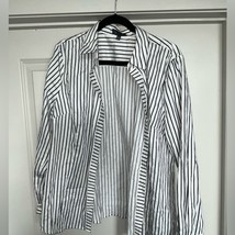 Black and White Striped Button Down Shirt XL Women&#39;s - $337.59 MXN