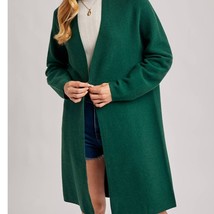 Open Front Knit Layering Sweater Cardigan Hunter Green S/M - $76.27 CAD