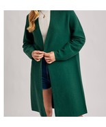 Open Front Knit Layering Sweater Cardigan Hunter Green S/M - $76.27 CAD