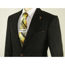 Men Wessi by J.Valintin Turkey Flannel Jacket Peak Lapel One Button 10-01 Black image 2