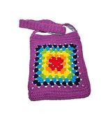 Unique Handmade Crochet Rainbow GrannySquare Purple Crossbody Bag Lined ... - $39.99