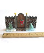 Christmas Village Gate Door Brick Wall Figure 5&quot;x3&quot; Wreath Red Bow Pine ... - $14.03 CAD