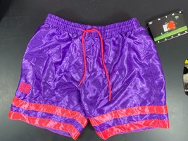 Union Jack Soccer Shorts Youth Large Purple/red 1990 Draw string Vintage... - $29.65