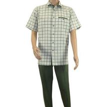Men 2pc Walking Leisure Suit Short Sleeves By DREAMS Fancy 283-04 Sage Green image 4