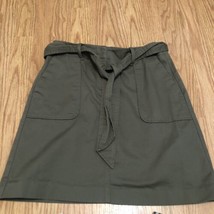 loft tie waist Petite 4p lined skirt pockets army green A-line - $18.00
