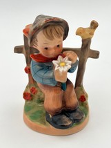 She Loves Me, She Loves Me Not Figurine Boy Sitting On Fence with Flower - £9.30 GBP