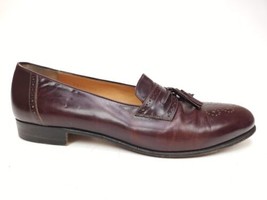 Salvatore Ferragamo Burgundy Leather Slip On Tassel Loafers Shoes Men&#39;s ... - $49.45