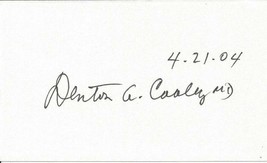 Denton A Cooley MD Signed 3x5 Index Card 2004 - £31.14 GBP