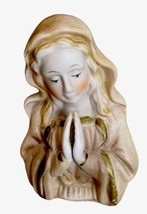 Vintage Virgin Mary Madonna Praying Hands Ceramic Figurine - $18.49