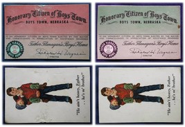 Vintage - Lot of 2 - 1963-64 - Honorary Citizen of Boys Town Cards - Nebraska - £0.80 GBP