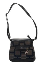 NINE WEST Black Nuetral Brown Canvas Geometric Pattern Square Shoulder Bag - $18.65