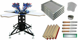 Hot 4 Color 4 Station Silk Screen Printing Press Kit Sceen Frame&amp;Squeegees DIY - £845.76 GBP