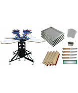 Hot 4 Color 4 Station Silk Screen Printing Press Kit Sceen Frame&amp;Squeege... - $1,442.05 CAD