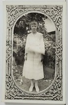 RPPC Girl Short Bangs Art Nouveau Masked Border c1919 Postcard P9 - $9.95