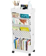 5-Tier Mobile Bookshelf, Rolling Bookcase Book Storage Rack, Movable Fil... - $38.99