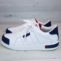 K Swiss BATRIS Men&#39;s Sz 7.5 Low Varsity Sneakers White Navy Red NEW 173344/K50 - £44.95 GBP