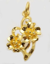 24k solid gold flower pendant #22 - $372.97