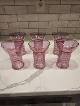 Set of Six Pearl Diver Glasses Beautiful Ruby Iridescent Tiki Retro Modern. - £27.96 GBP