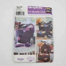 Simplicity Sewing Pattern 5606 Uncut Fat Quarter Club Bags Accessories C... - $6.00