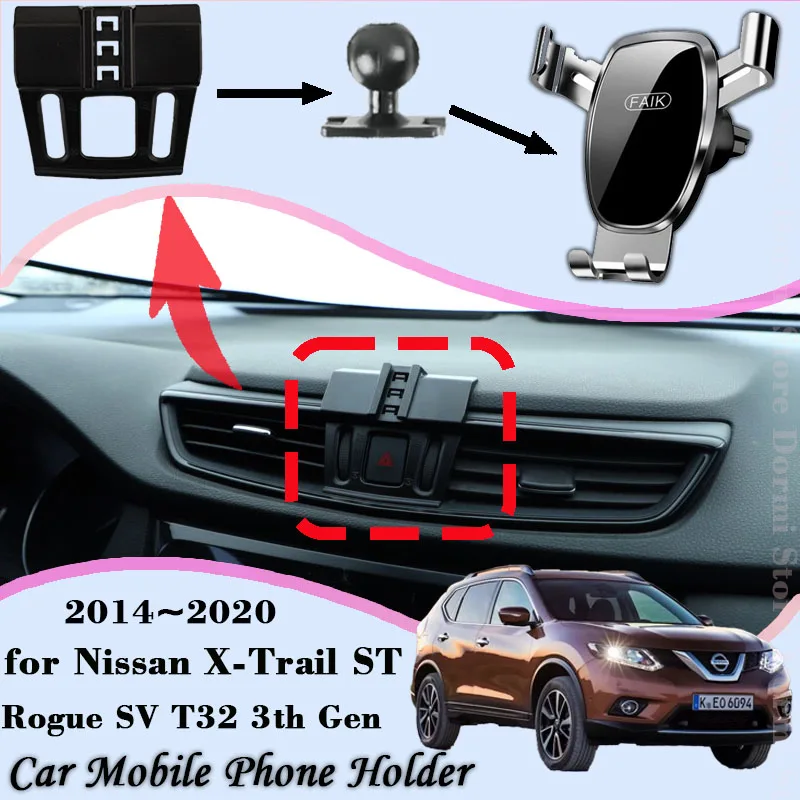 Car mobile phone holder for nissan x trail st rogue sv t32 2014 2020 air vent thumb200